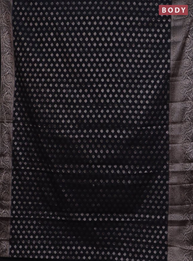 Banarasi semi chiniya saree black with allover thread & zari woven buttas and woven border