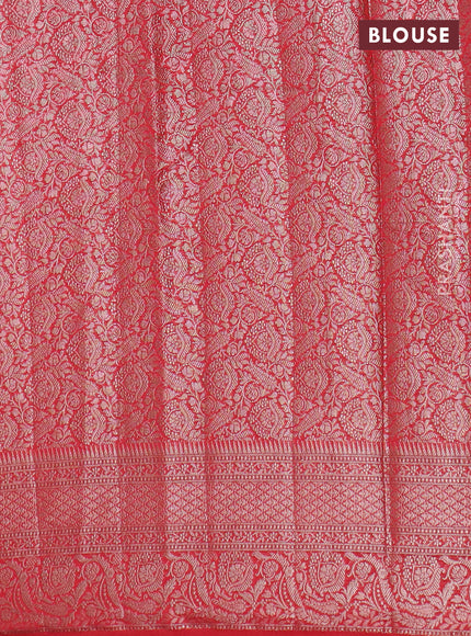 Banarasi semi chiniya saree red with allover thread & zari woven buttas and woven border