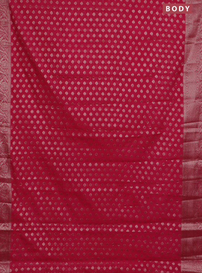 Banarasi semi chiniya saree pink with allover thread & zari woven buttas and woven border