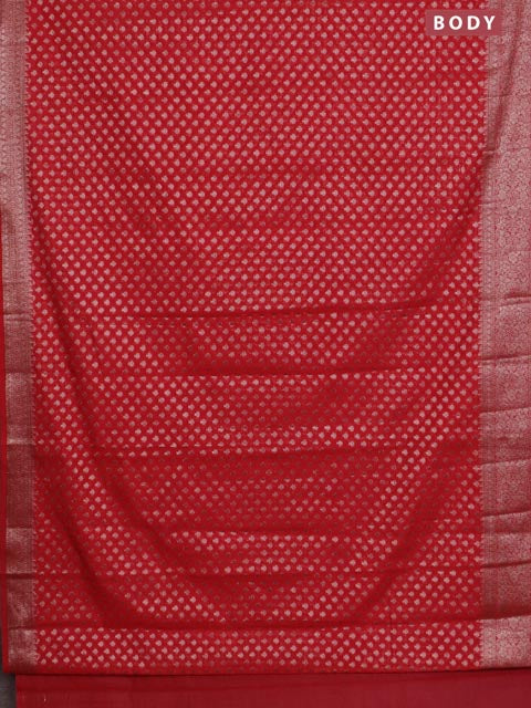 Banarasi semi chiniya saree red with allover thread & zari woven buttas and woven border