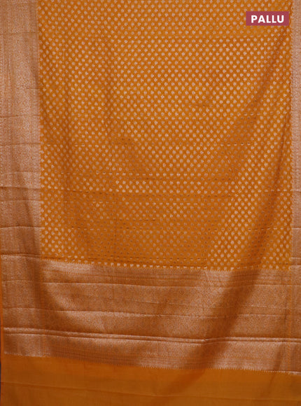 Banarasi semi chiniya saree mustard yellow with allover thread & zari woven buttas and woven border