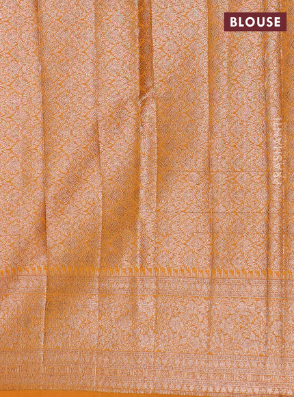 Banarasi semi chiniya saree mustard yellow with allover thread & zari woven buttas and woven border
