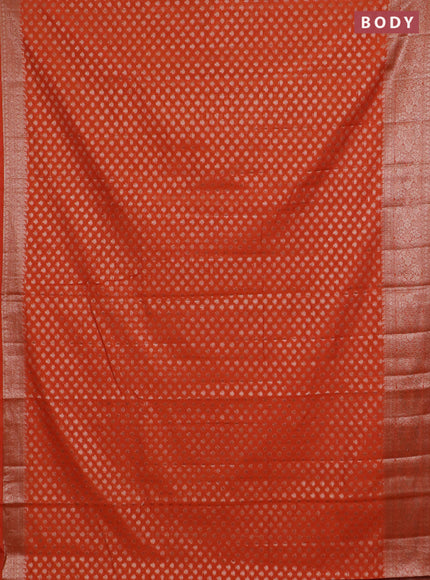 Banarasi semi chiniya saree orange with allover thread & zari woven buttas and woven border