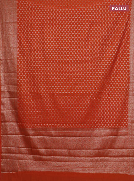 Banarasi semi chiniya saree orange with allover thread & zari woven buttas and woven border