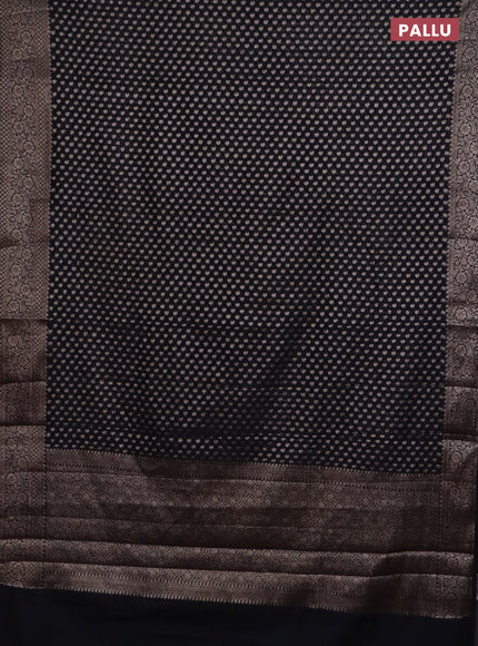 Banarasi semi chiniya saree black with allover thread & zari woven paisley buttas and woven border