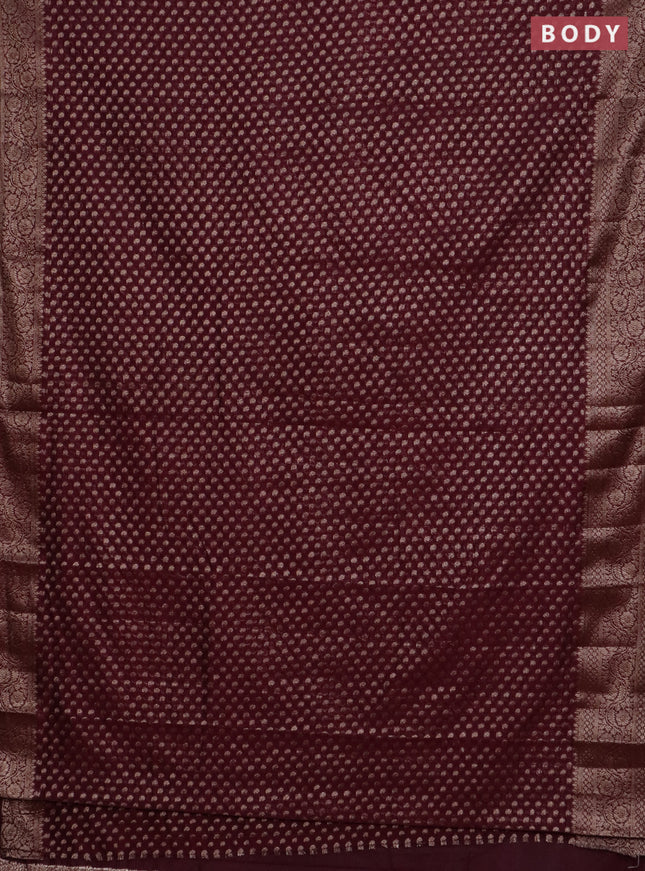Banarasi semi chiniya saree wine shade with allover thread & zari woven paisley buttas and woven border