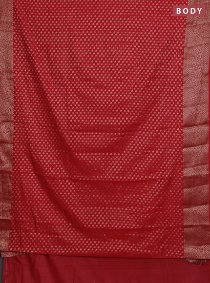 Banarasi semi chiniya saree red with allover thread & zari woven paisley buttas and woven border