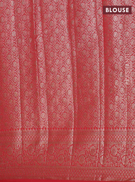 Banarasi semi chiniya saree red with allover thread & zari woven paisley buttas and woven border