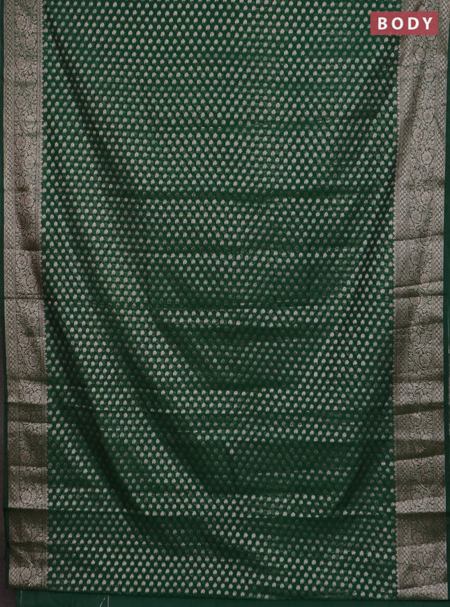 Banarasi semi chiniya saree green with allover thread & zari woven paisley buttas and woven border
