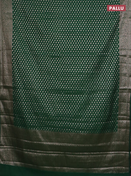 Banarasi semi chiniya saree green with allover thread & zari woven paisley buttas and woven border