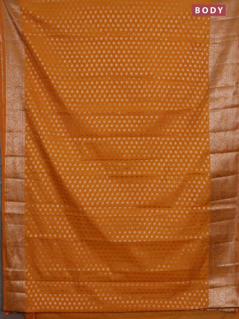 Banarasi semi chiniya saree mustard yellow with allover thread & zari woven buttas and woven border