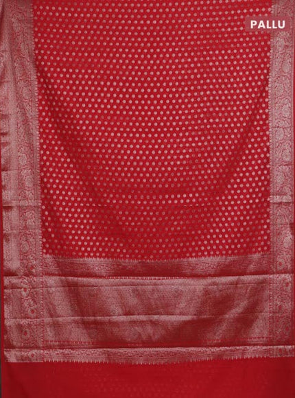Banarasi semi chiniya saree red with allover thread & zari woven buttas and woven border