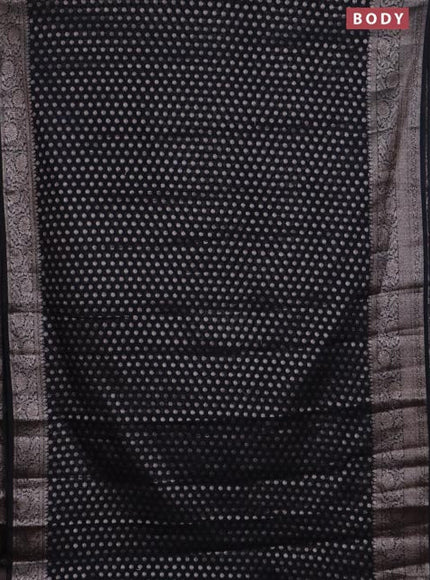 Banarasi semi chiniya saree black with allover thread & zari woven buttas and woven border
