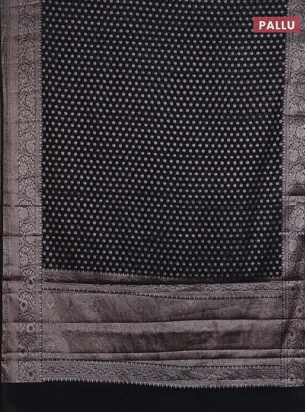 Banarasi semi chiniya saree black with allover thread & zari woven buttas and woven border