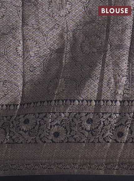 Banarasi semi chiniya saree black with allover thread & zari woven buttas and woven border