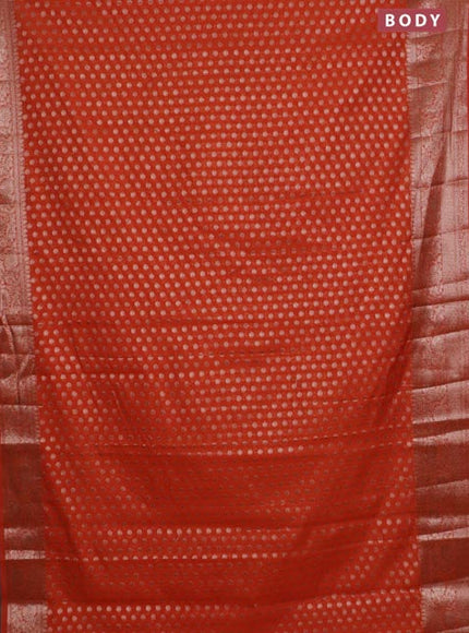 Banarasi semi chiniya saree orange with allover thread & zari woven buttas and woven border