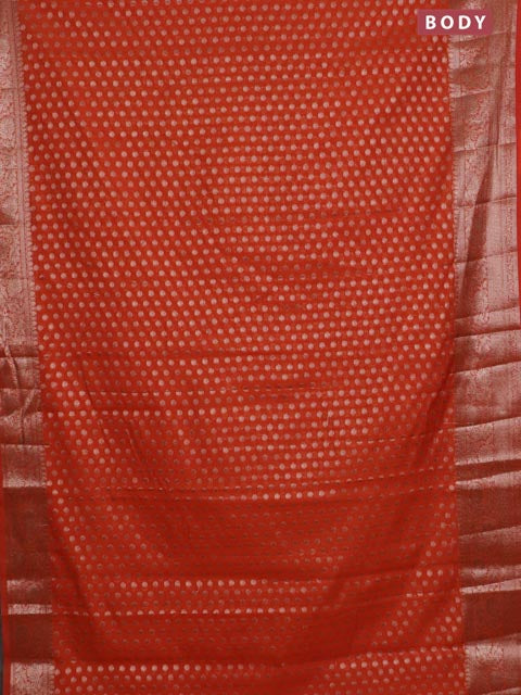 Banarasi semi chiniya saree orange with allover thread & zari woven buttas and woven border