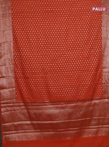 Banarasi semi chiniya saree orange with allover thread & zari woven buttas and woven border