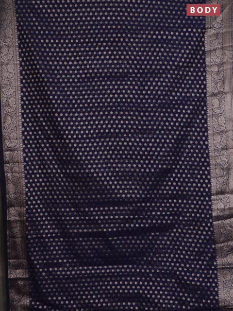 Banarasi semi chiniya saree navy blue with allover thread & zari woven buttas and woven border