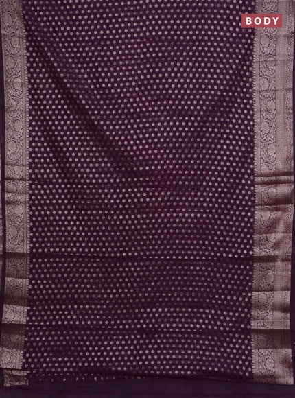 Banarasi semi chiniya saree deep purple with allover thread & zari woven buttas and woven border
