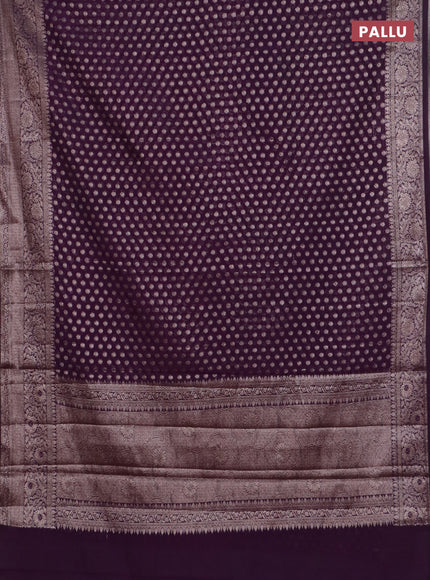Banarasi semi chiniya saree deep purple with allover thread & zari woven buttas and woven border
