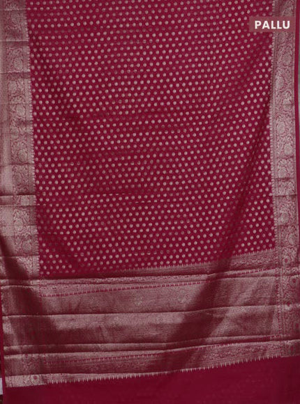 Banarasi semi chiniya saree pink with allover thread & zari woven buttas and woven border