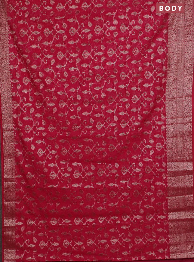 Banarasi semi chiniya saree pink with allover thread & zari weaves and woven border