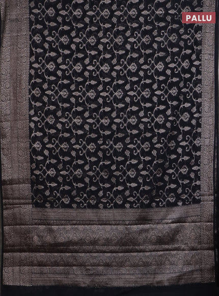 Banarasi semi chiniya saree black with allover thread & zari weaves and woven border