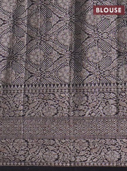Banarasi semi chiniya saree black with allover thread & zari weaves and woven border