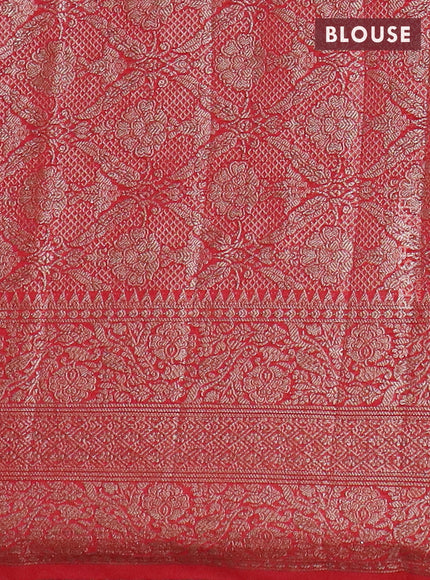 Banarasi semi chiniya saree red with allover thread & zari weaves and woven border
