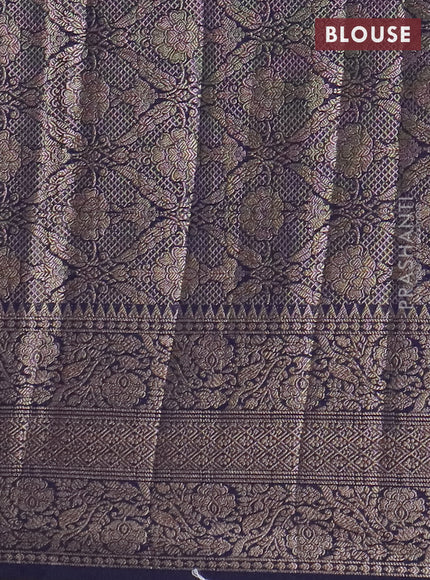 Banarasi semi chiniya saree navy blue with allover thread & zari weaves and woven border