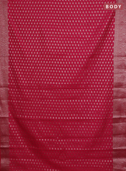 Banarasi semi chiniya saree pink with allover thread & zari woven buttas and woven border