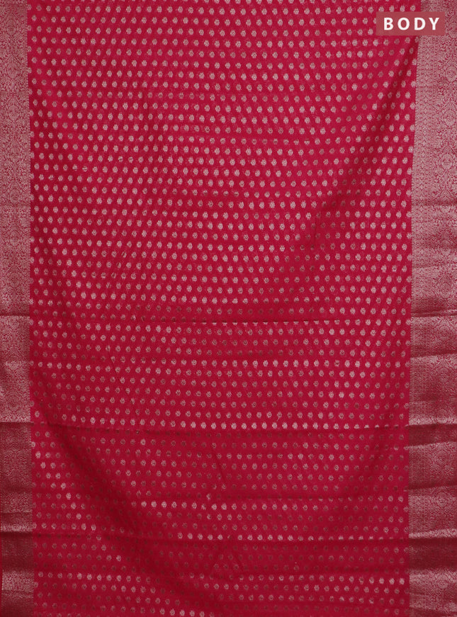 Banarasi semi chiniya saree pink with allover thread & zari woven buttas and woven border