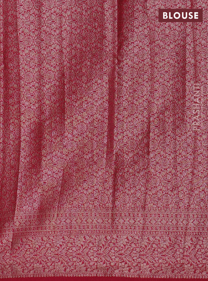 Banarasi semi chiniya saree pink with allover thread & zari woven buttas and woven border