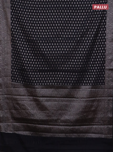 Banarasi semi chiniya saree black with allover thread & zari woven buttas and woven border