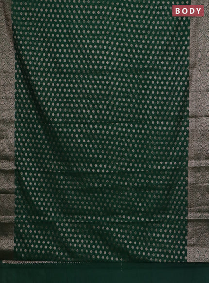 Banarasi semi chiniya saree green with allover thread & zari woven buttas and woven border