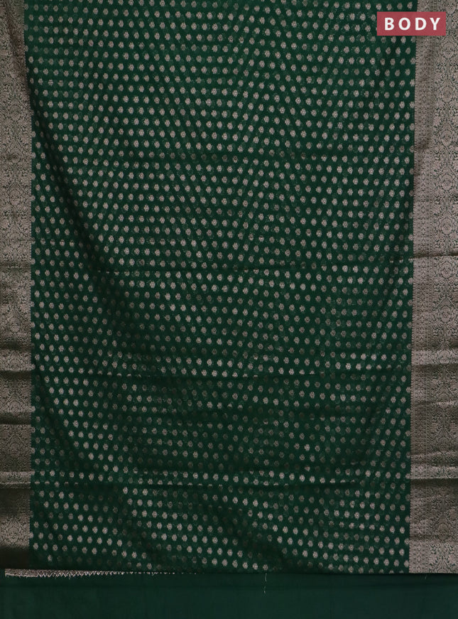 Banarasi semi chiniya saree green with allover thread & zari woven buttas and woven border