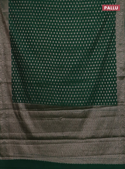 Banarasi semi chiniya saree green with allover thread & zari woven buttas and woven border