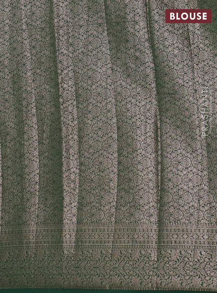 Banarasi semi chiniya saree green with allover thread & zari woven buttas and woven border