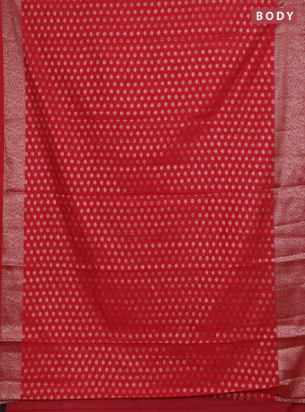 Banarasi semi chiniya saree red with allover thread & zari woven buttas and woven border