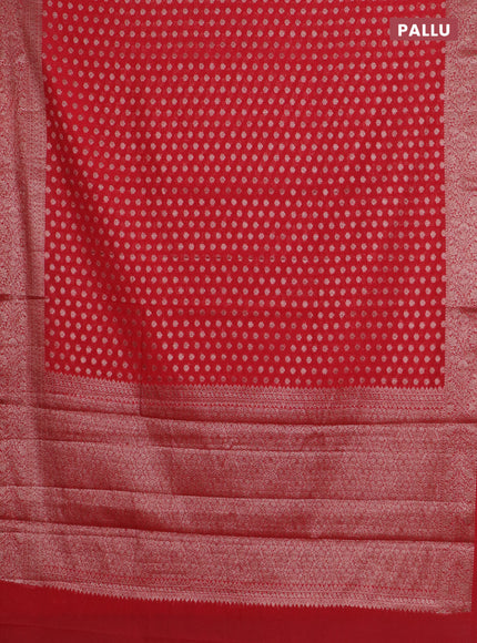Banarasi semi chiniya saree red with allover thread & zari woven buttas and woven border