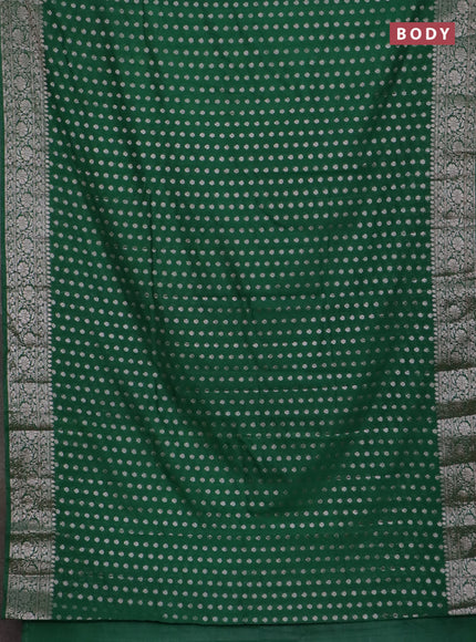 Banarasi semi chiniya saree green with allover thread & zari woven buttas and woven border