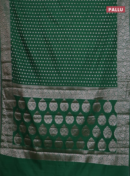 Banarasi semi chiniya saree green with allover thread & zari woven buttas and woven border