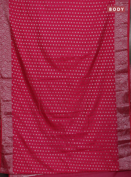 Banarasi semi chiniya saree pink with allover thread & zari woven buttas and woven border