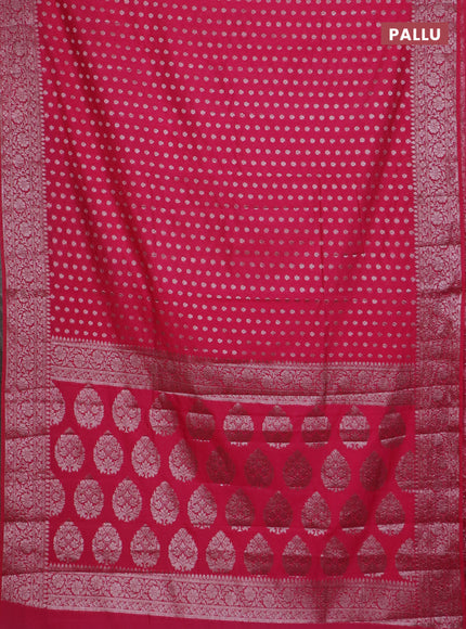 Banarasi semi chiniya saree pink with allover thread & zari woven buttas and woven border