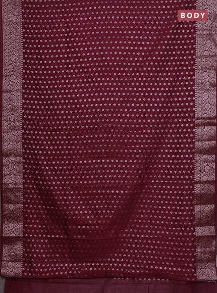 Banarasi semi chiniya saree wine shade with allover thread & zari woven buttas and woven border