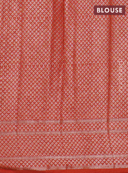Banarasi semi chiniya saree orange with allover thread & zari woven buttas and woven border