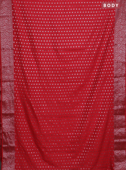 Banarasi semi chiniya saree red with allover thread & zari woven buttas and woven border