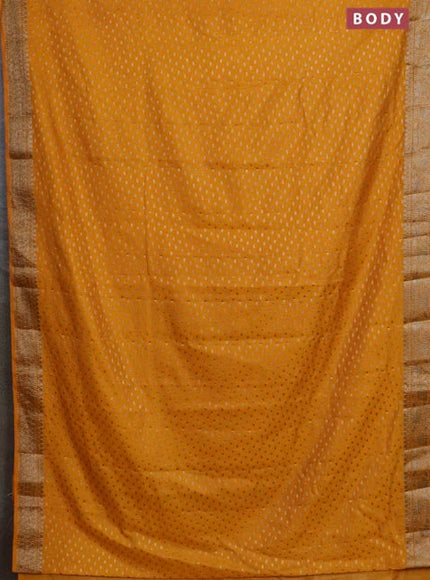 Banarasi semi chiniya saree mango yellow with allover thread & zari woven buttas and woven border