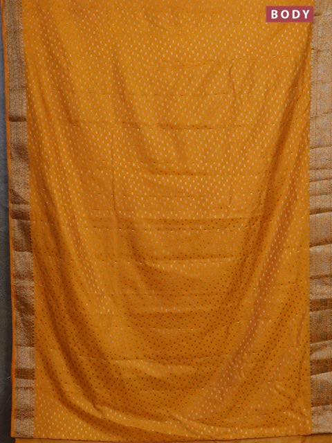 Banarasi semi chiniya saree mango yellow with allover thread & zari woven buttas and woven border